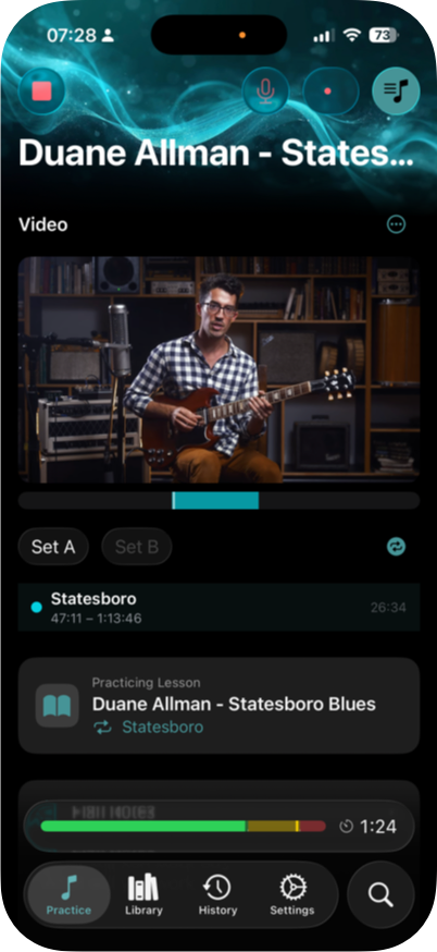 Recording in progress with loop markers on the timeline